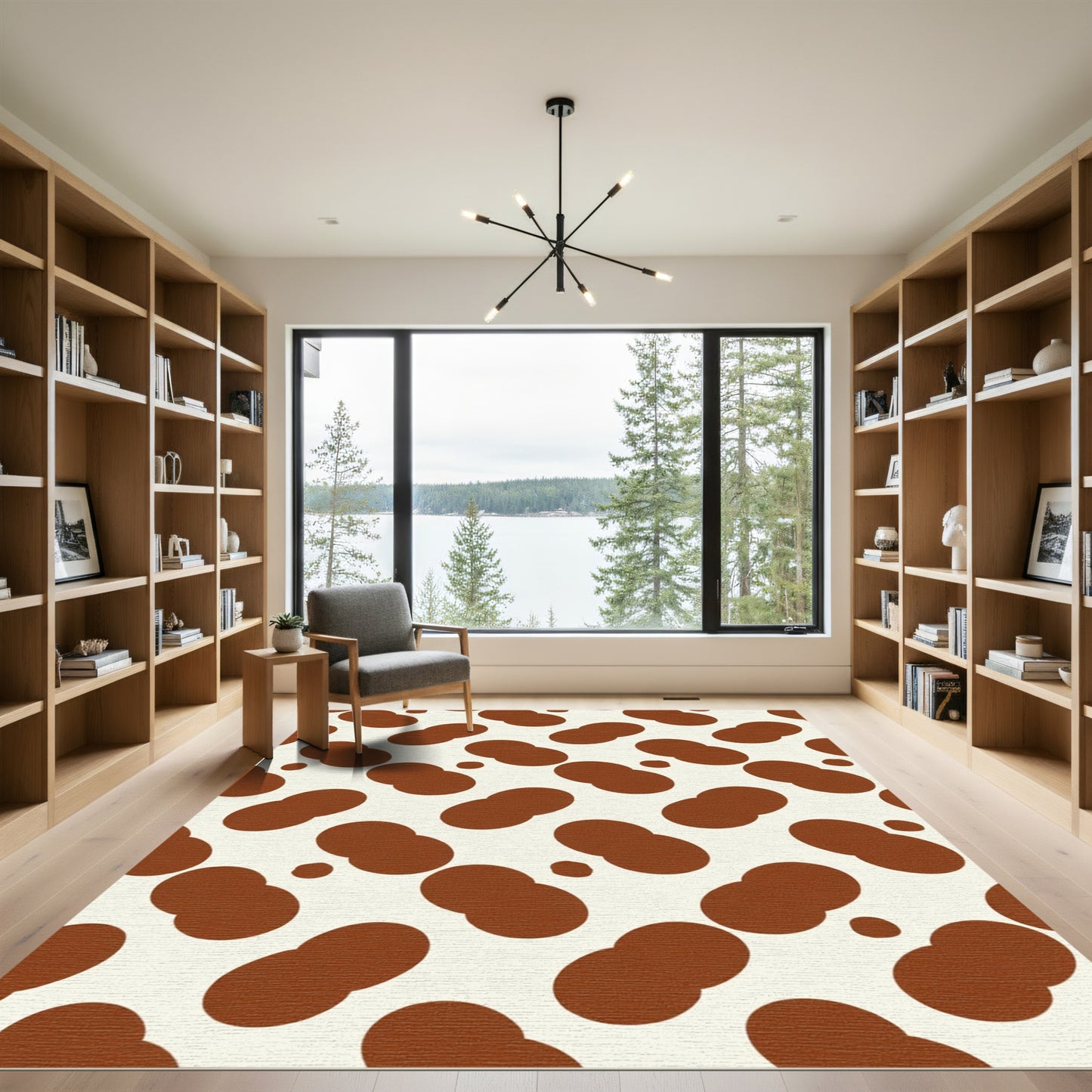 Rustic Brown Cream Spotty Rug