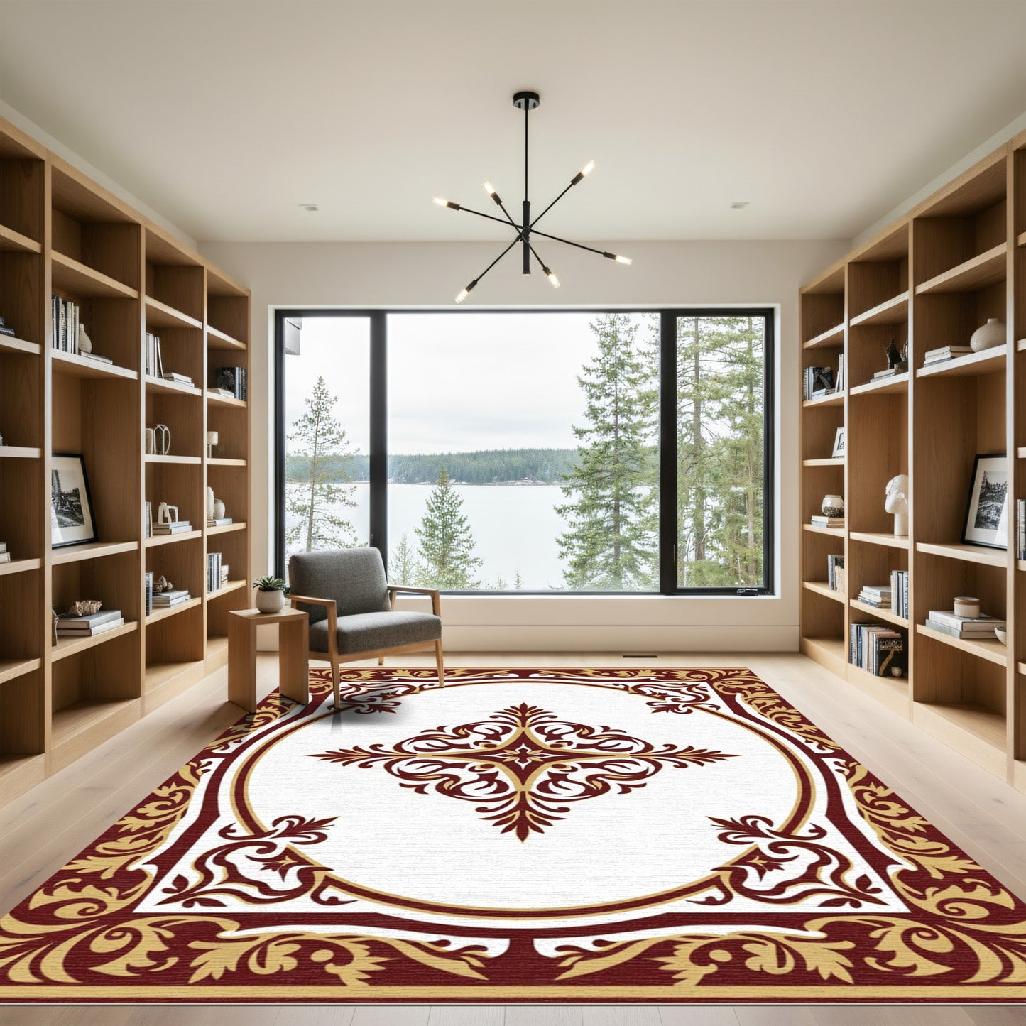 Crimson Gold Ornate Oval Medallion Rug