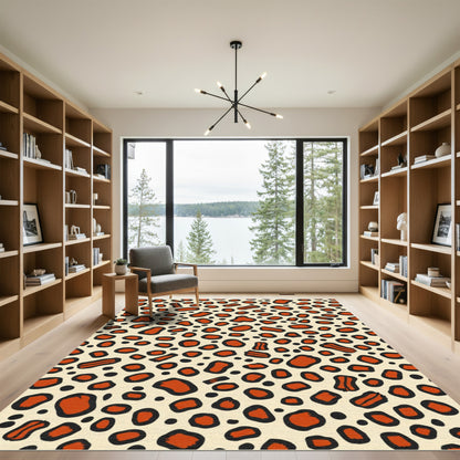 Bold Orange Leopard Spot Rug