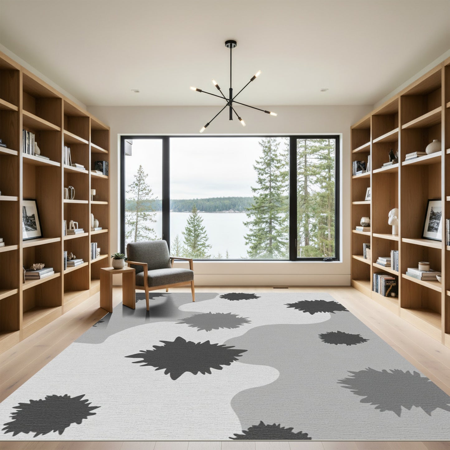 Monochromatic Spiky Cloud Abstract Rug