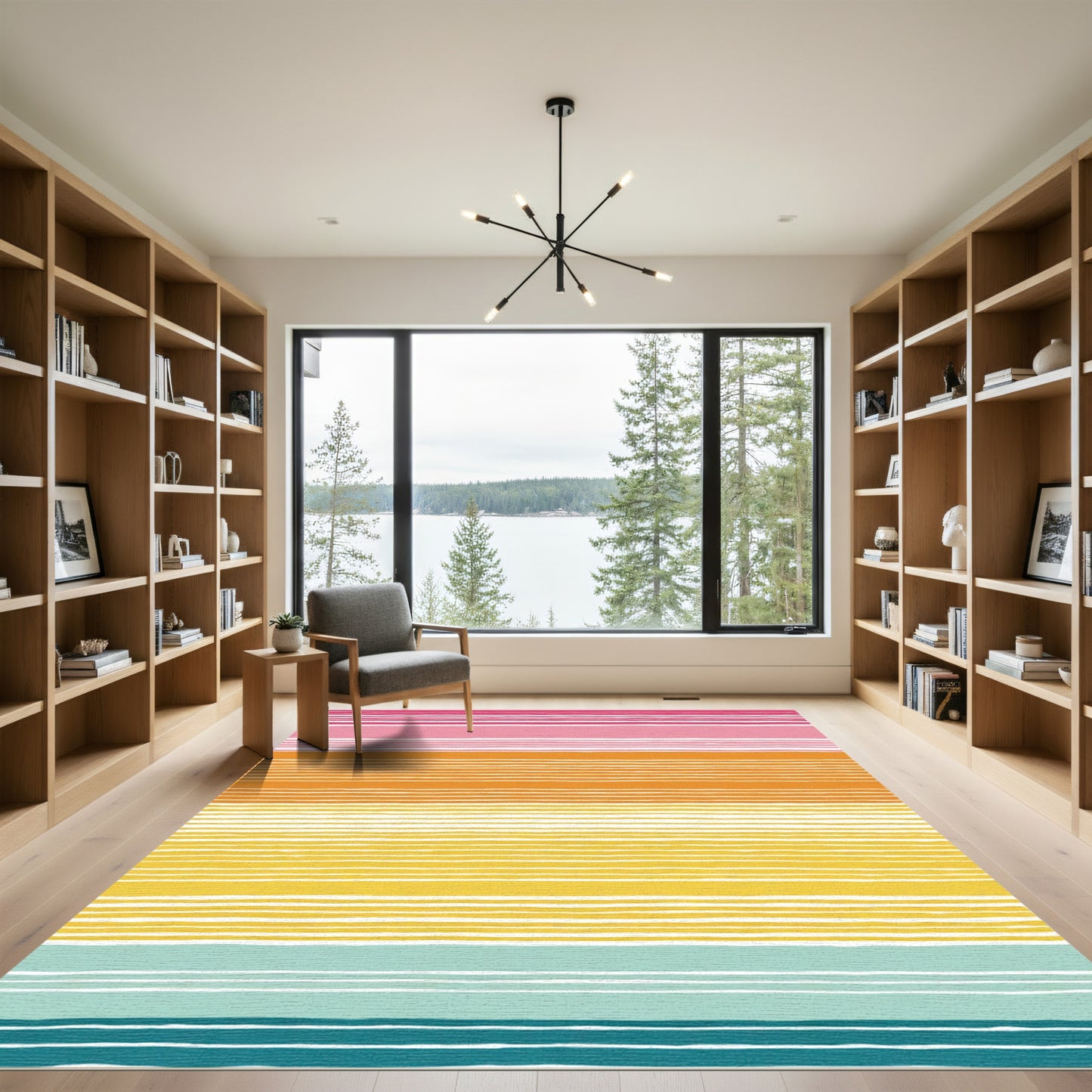 Vibrant Sunset Ombre Striped Rug