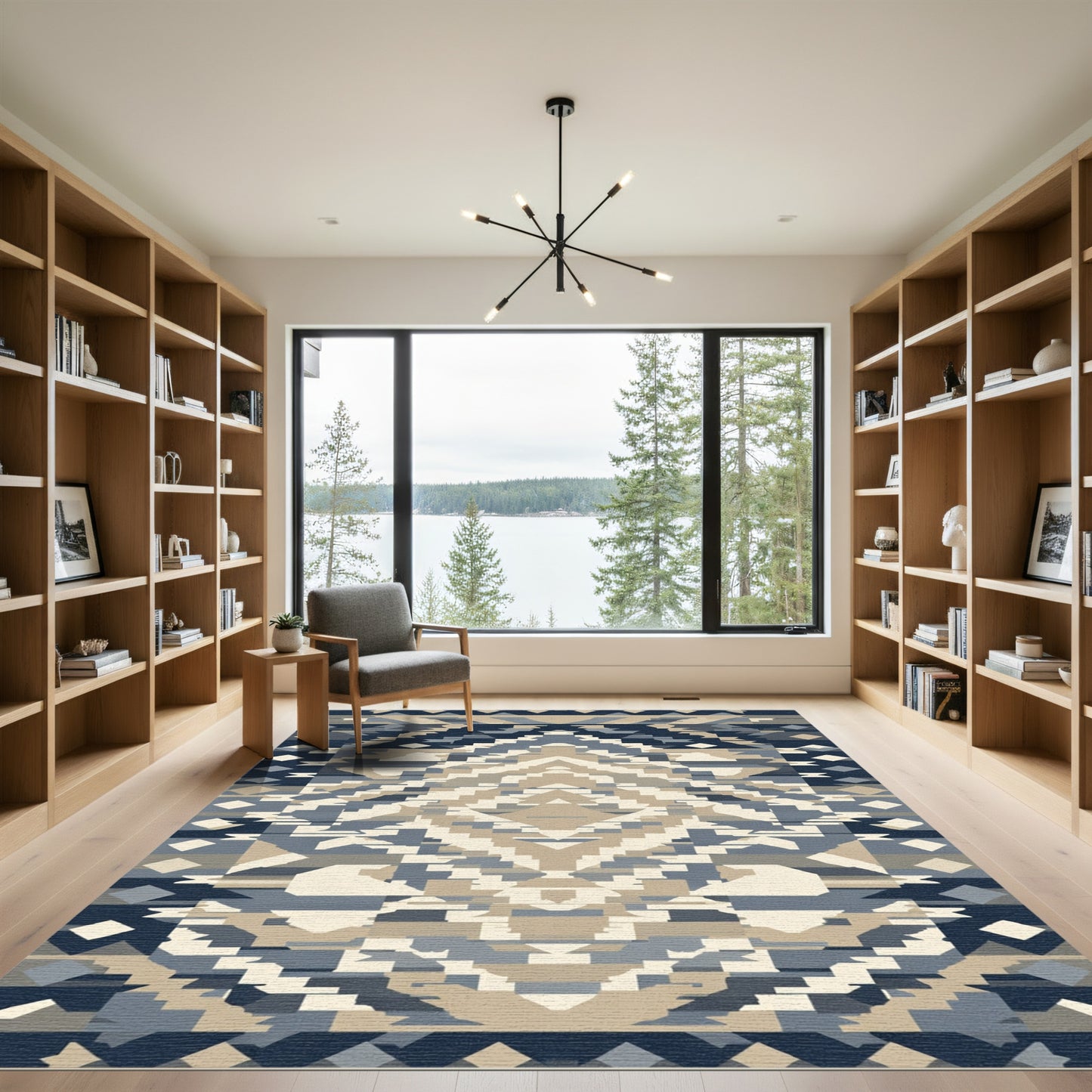 Navajo Inspired Geometric Diamond Rug