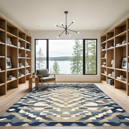 Navajo Inspired Geometric Diamond Rug