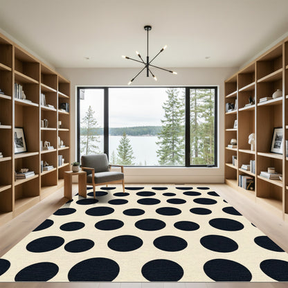 Retro Black Polka Dot Cream Rug