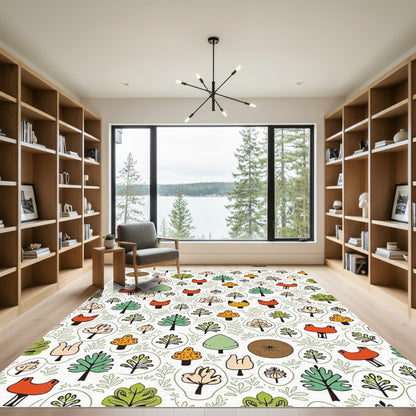 Whimsical Woodland Creatures And Trees Rug