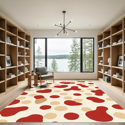 Red And Beige Amorphous Shape Rug