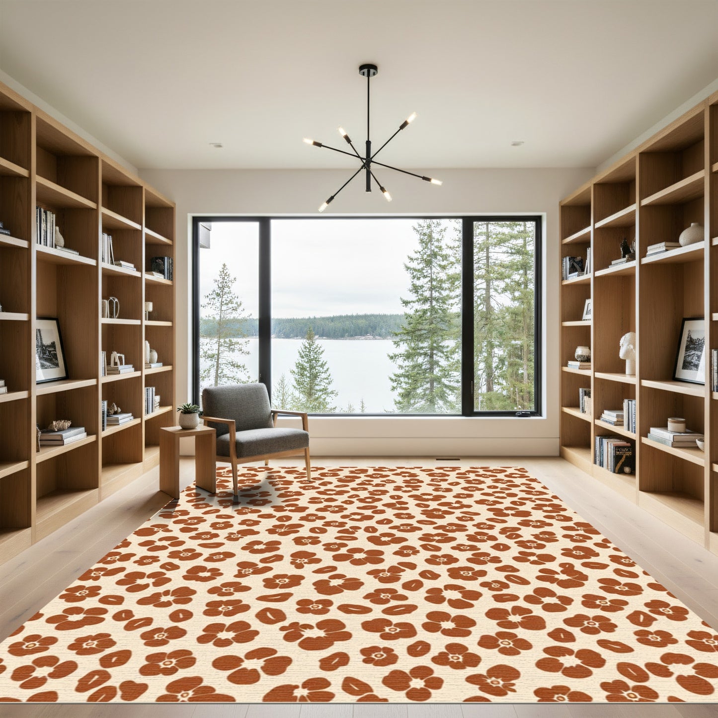 Terracotta Floral Scatter Rug