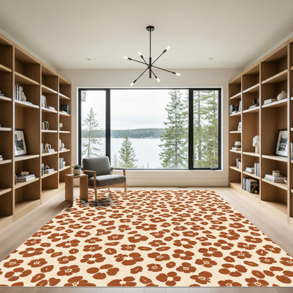 Terracotta Floral Scatter Rug