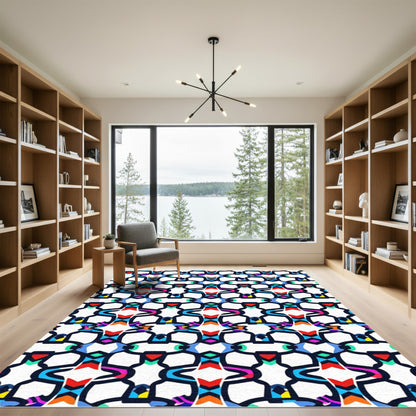 Vivid Abstract Geometric Interlocking Shapes Rug