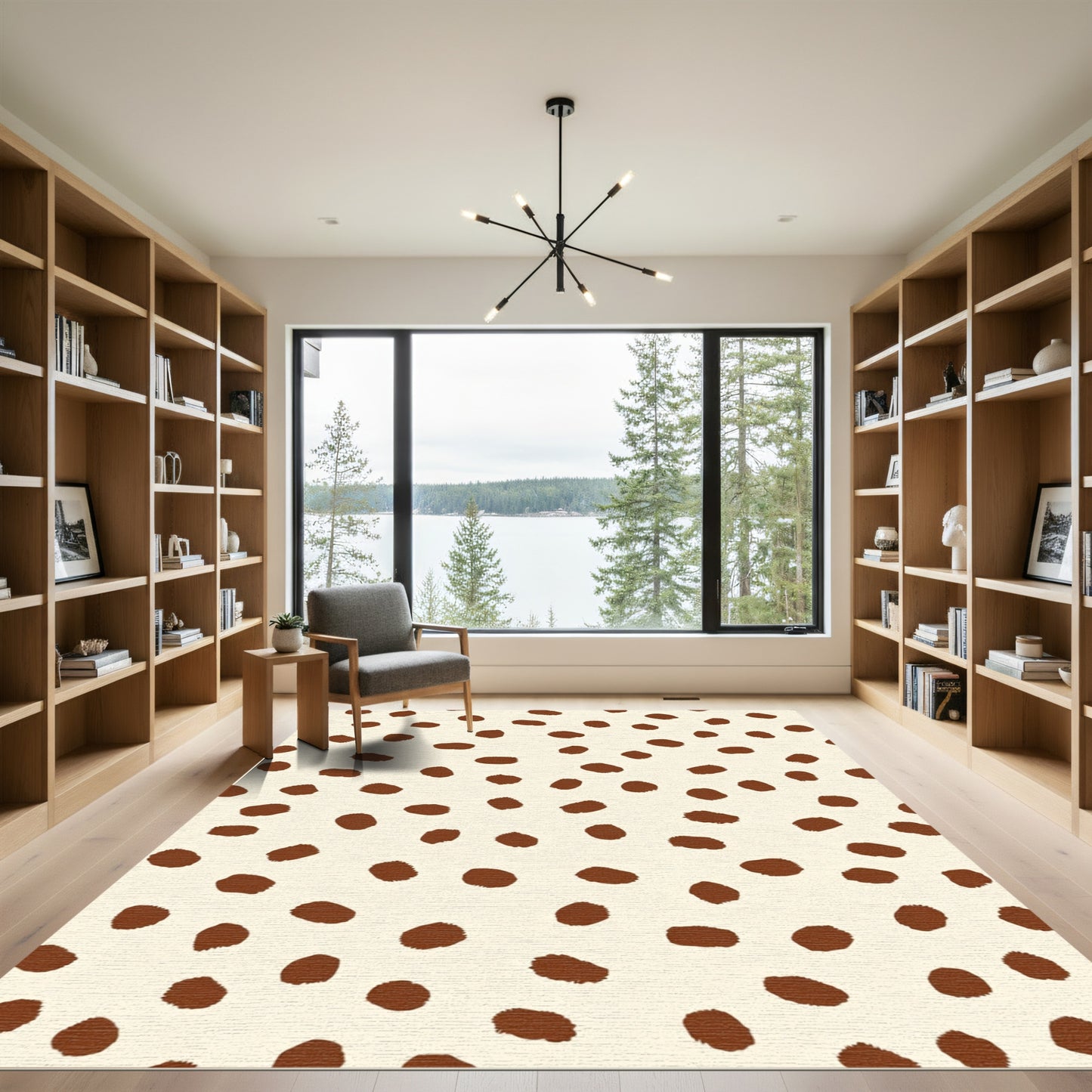 Brown Spotted Light Cream Contemporary Rug