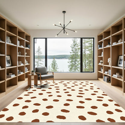 Brown Spotted Light Cream Contemporary Rug