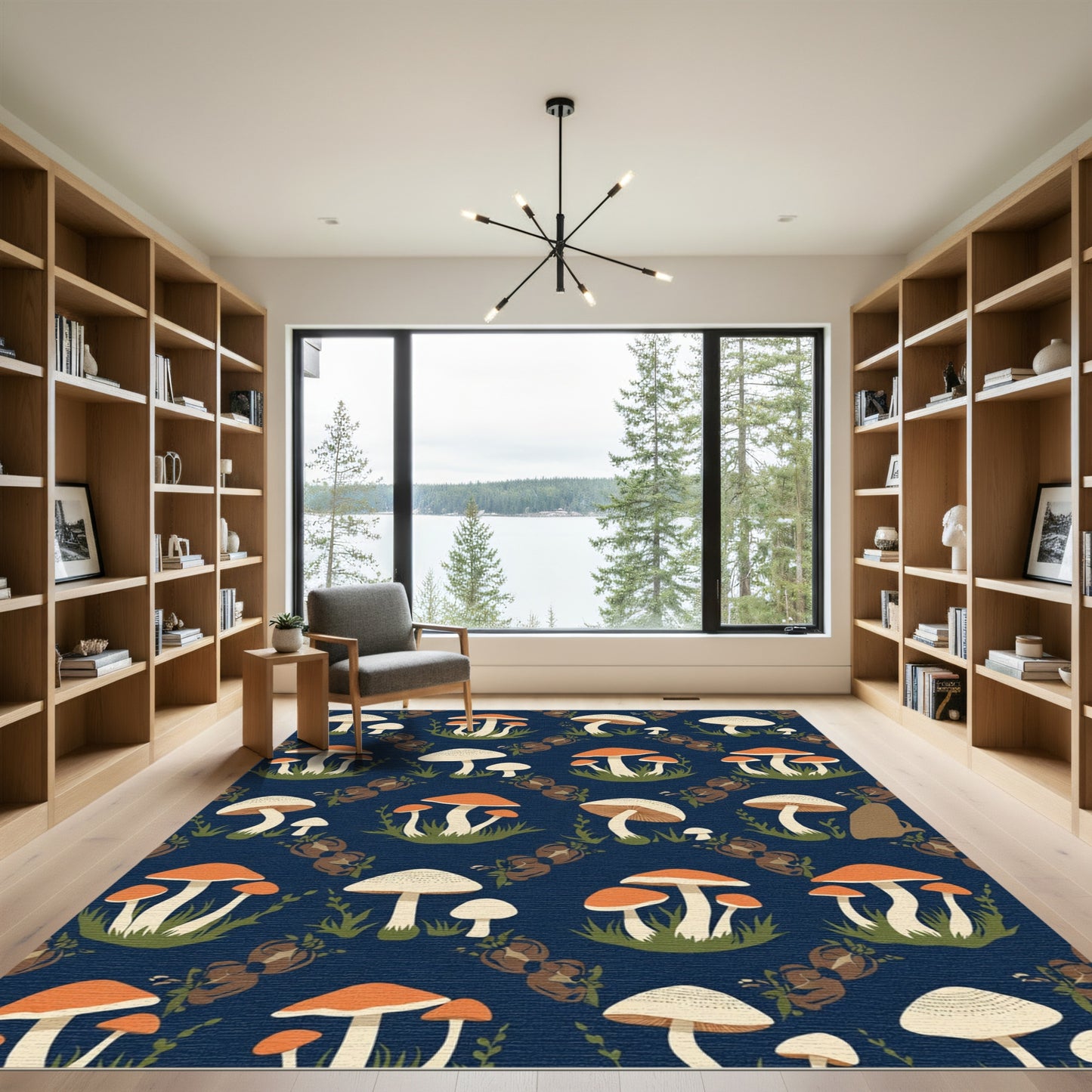 Autumn Forest Mushroom Cluster Rug