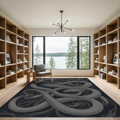 Monochromatic Snake Swirls Intertwined Rug