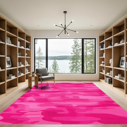 Vibrant Pink Camouflage Stripes Rug