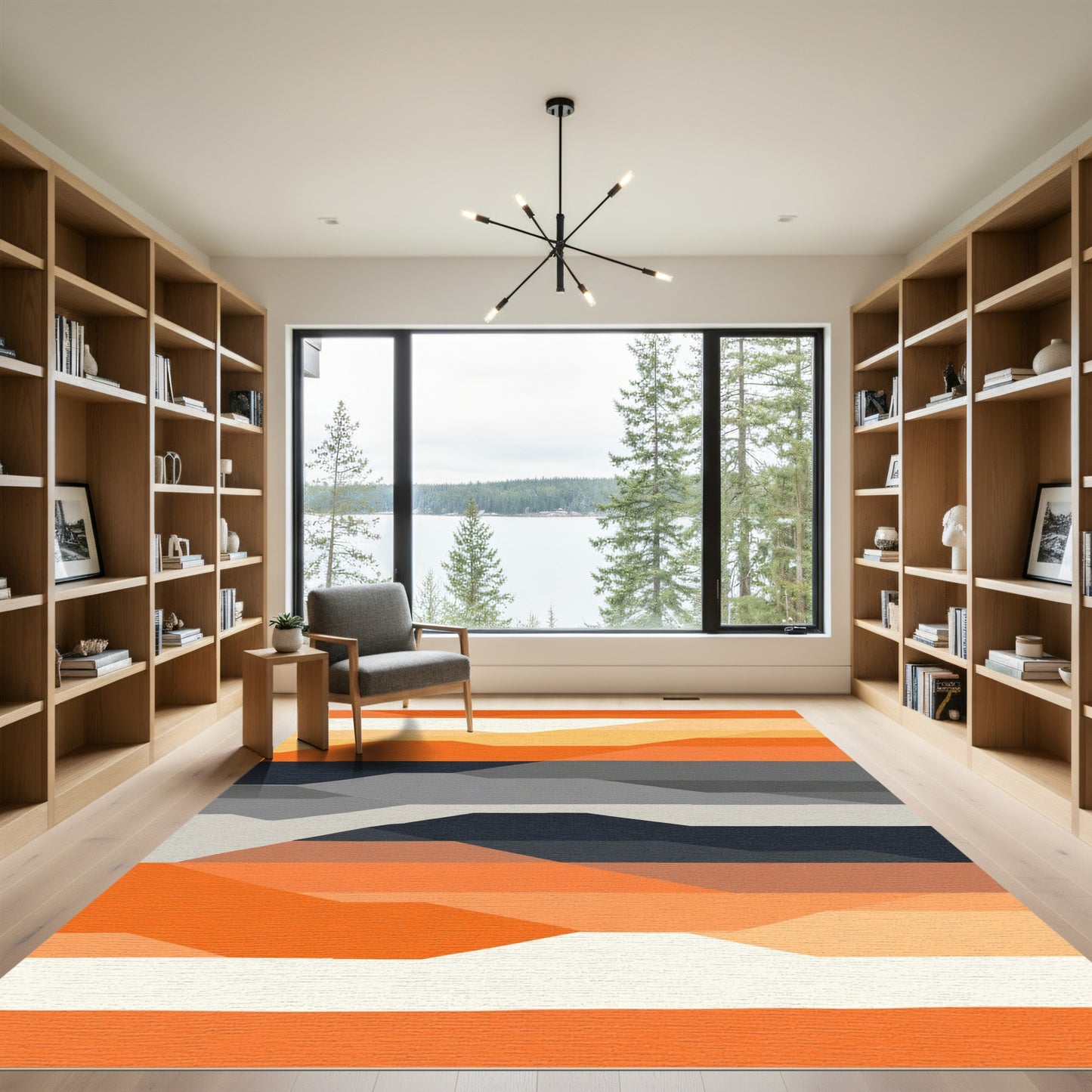 Abstract Terracotta Hillside Landscape Rug