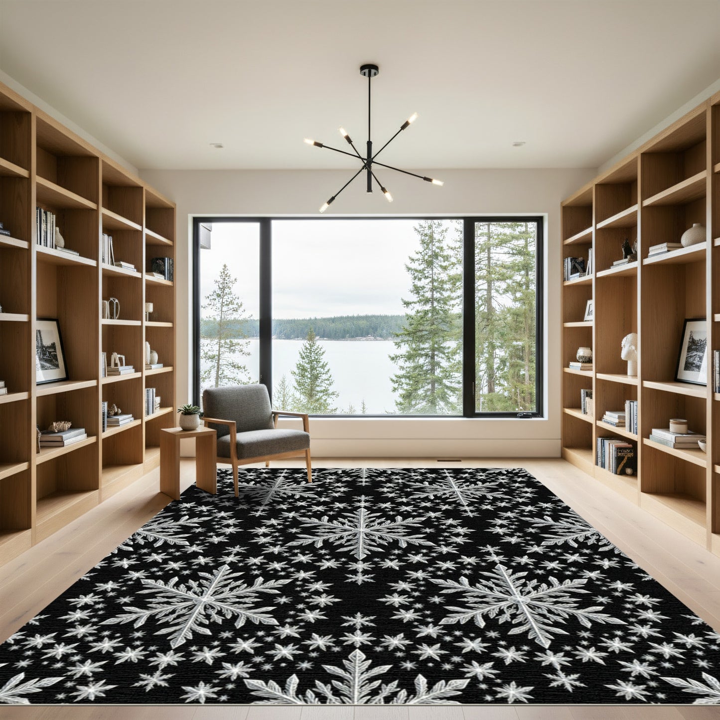 Silver Snowflake Winter Sparkle Rug