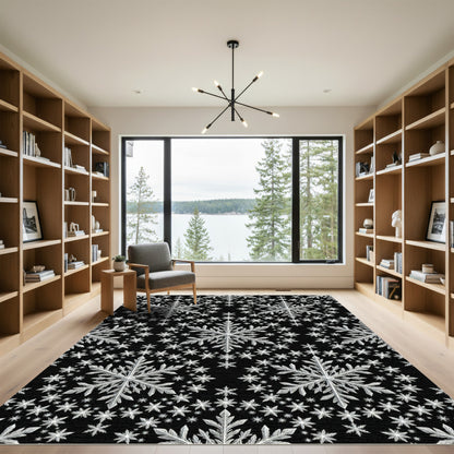 Silver Snowflake Winter Sparkle Rug