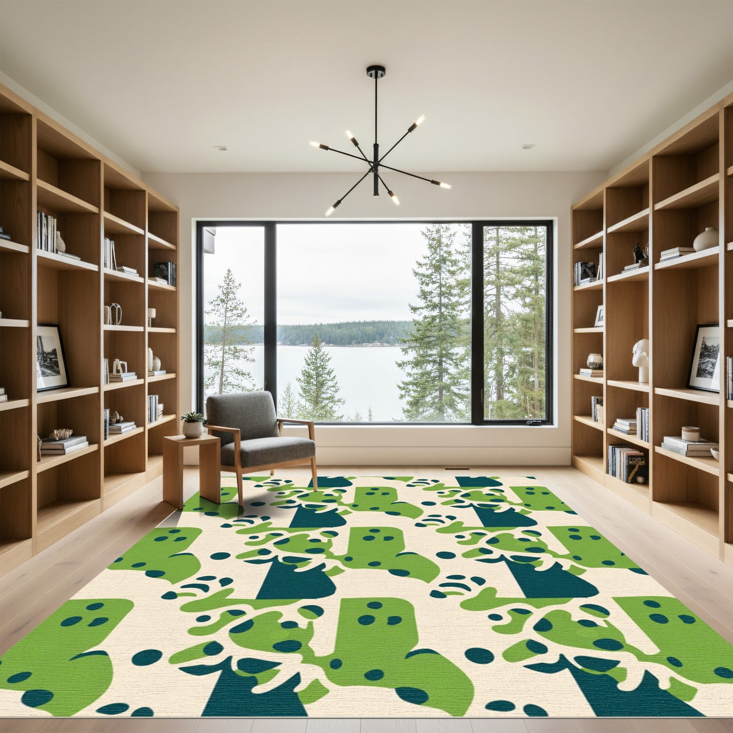 Organic Green And Navy Abstraction Rug