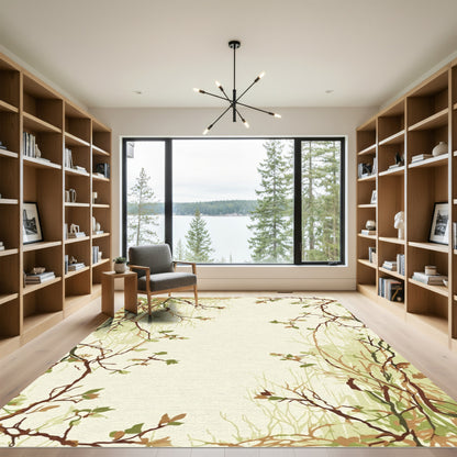 Earthy Woodland Branches Foliage Rug