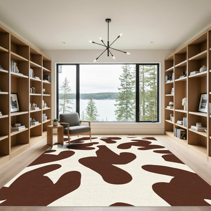 Brown Cream Abstract Blob Rug