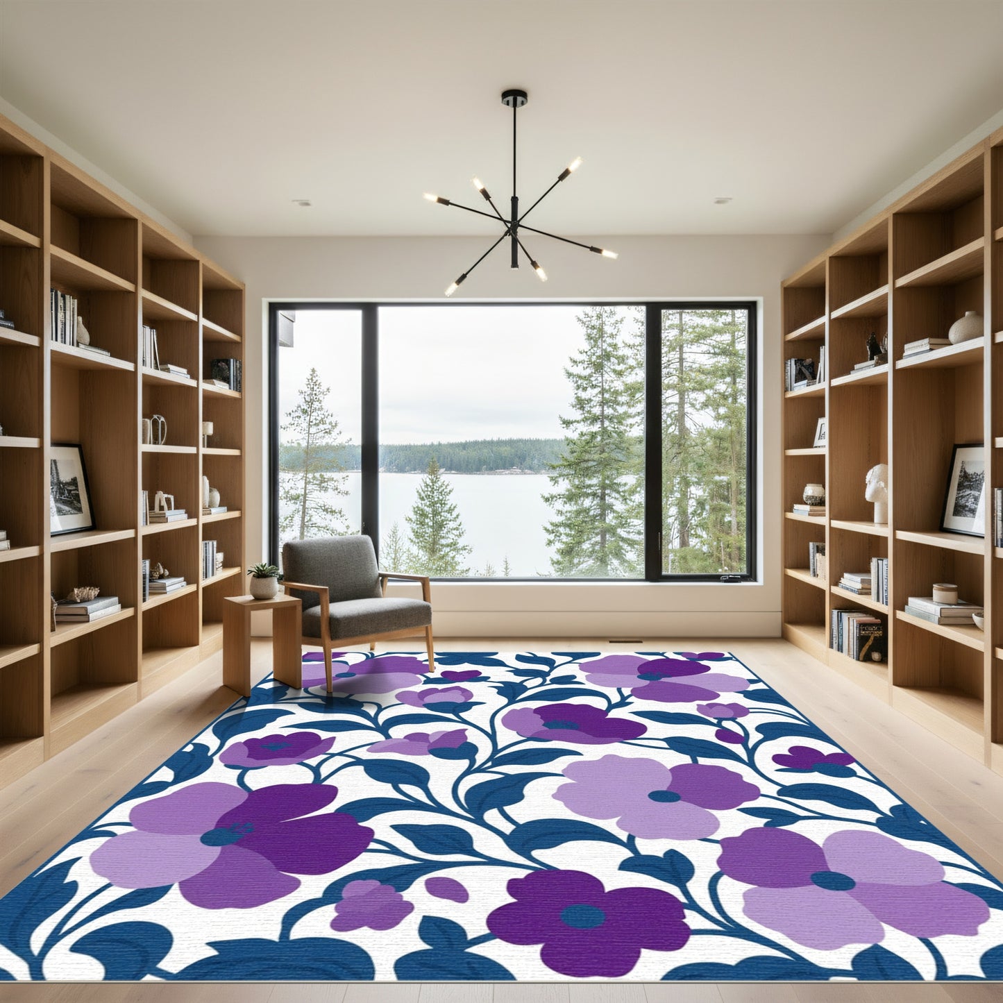 Vibrant Purple Floral Vine Rug