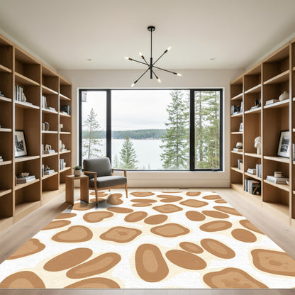 Brown Shapes Abstract Organic Composition Rug