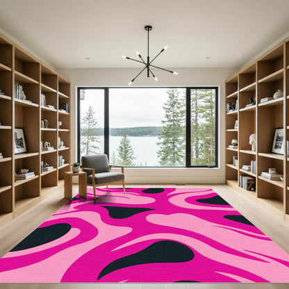 Hot Pink Swirl Camouflage Abstract Rug