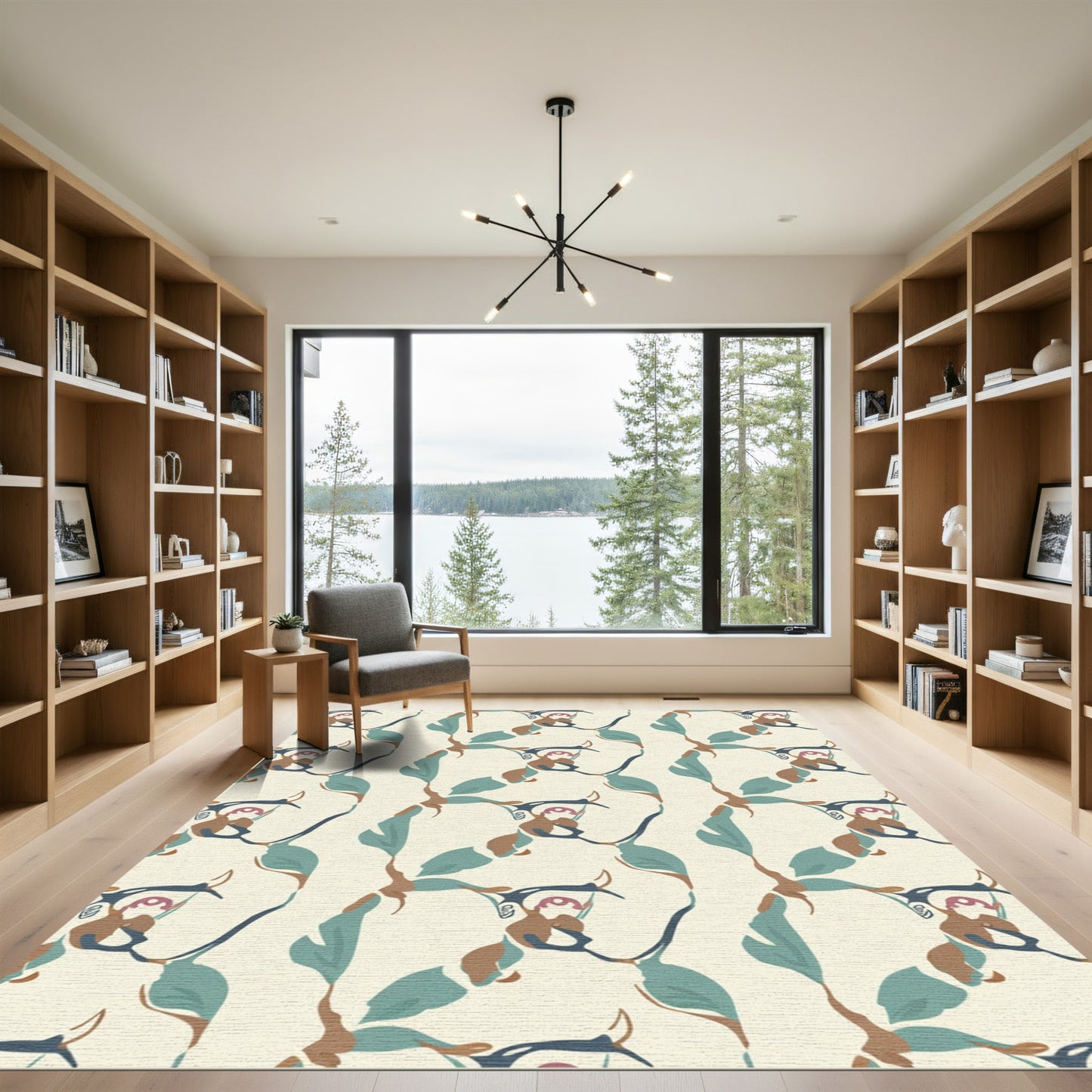 Ecru Abstract Floral Organic Flow Rug