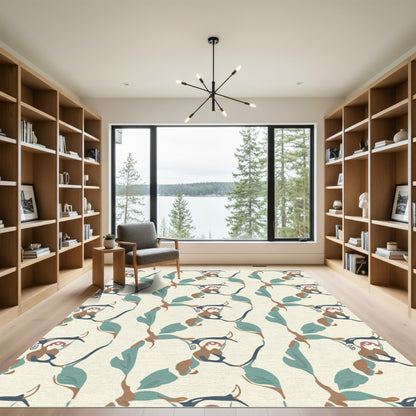 Ecru Abstract Floral Organic Flow Rug