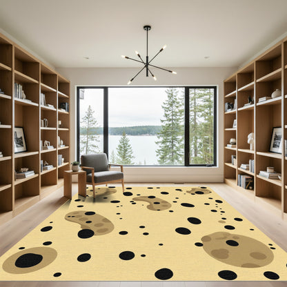 Scattered Black Dot Organic Shapes Rug