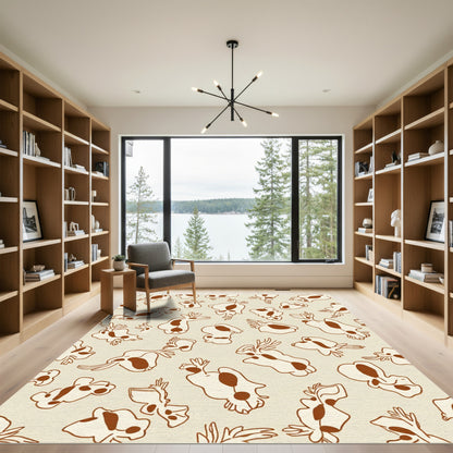 Brown Creature Spots Cream Background Rug