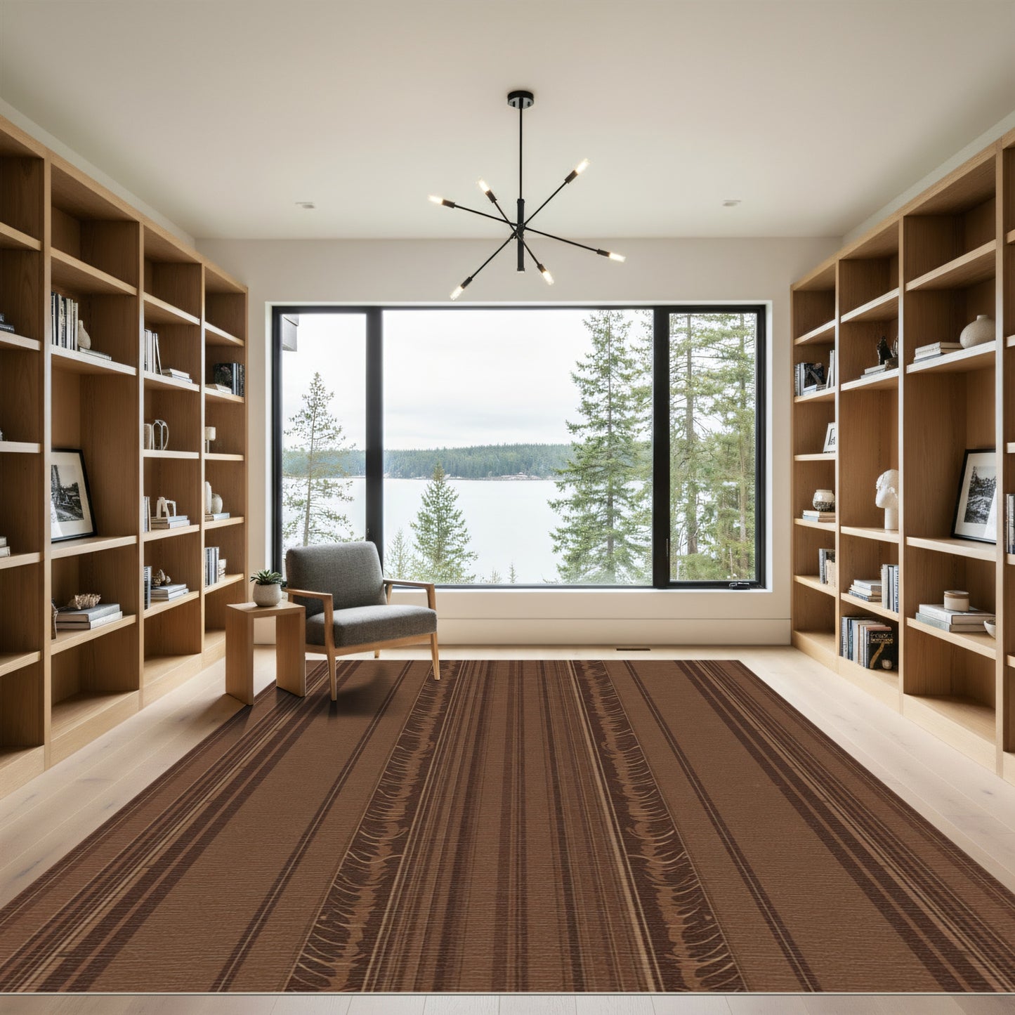 Brown Textured Vertical Stripe Rug