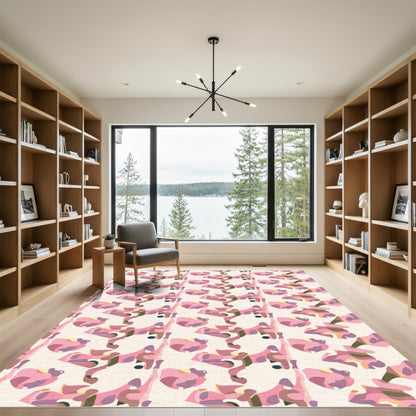Abstract Pink Orchid Flower Arrangement Rug