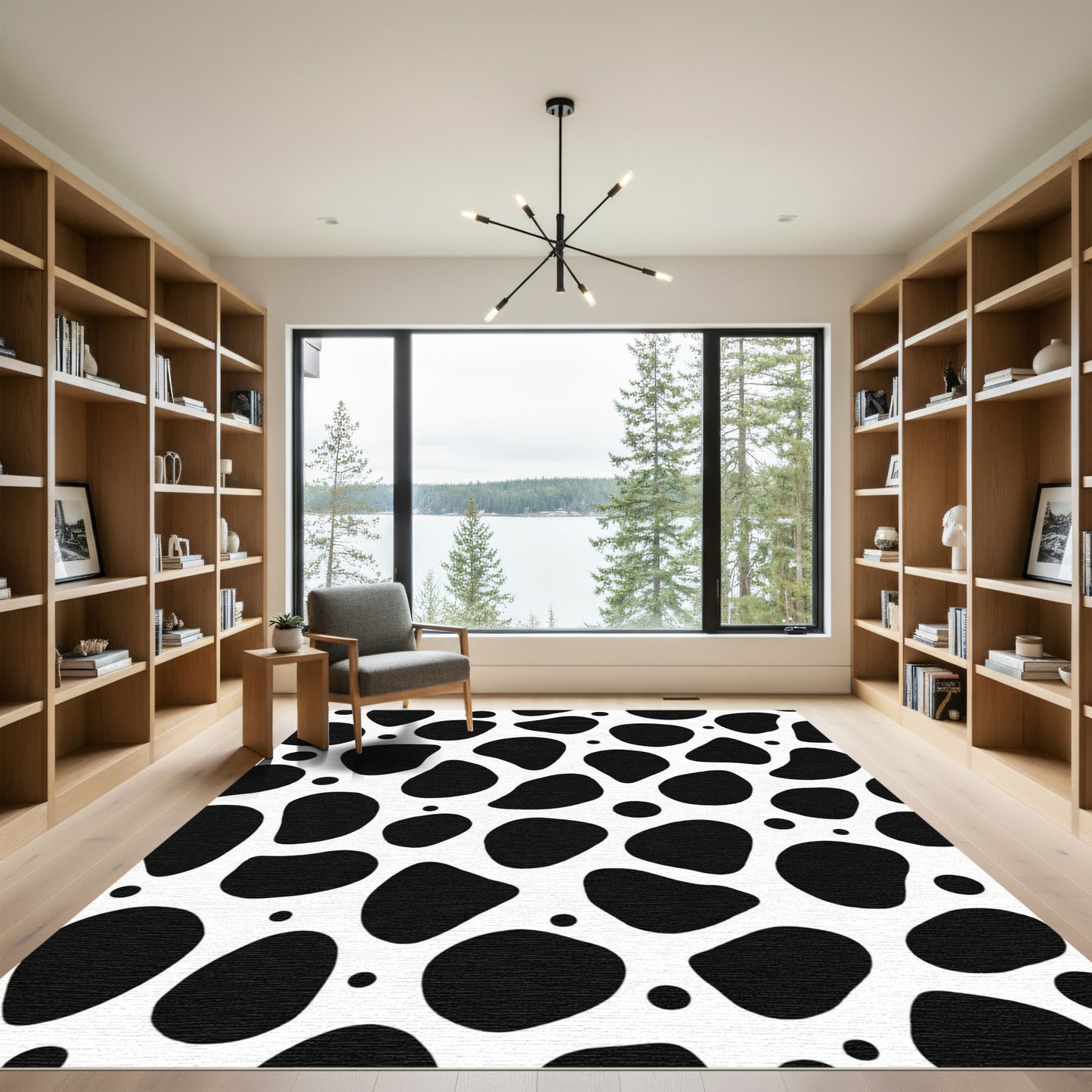 Black White Organic Spot Medley Rug