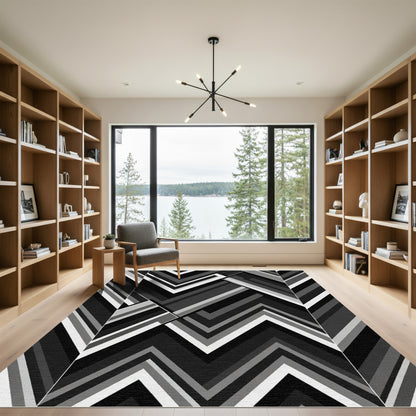 Monochromatic Chevron Stripe Arrangement Rug