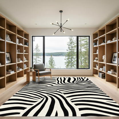 Bold Black Ivory Animalistic Stripes Rug
