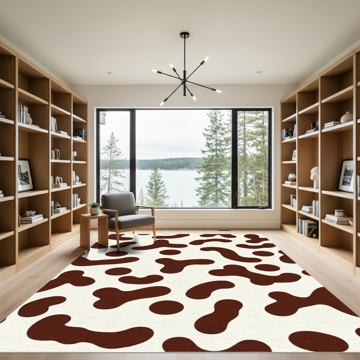 Brown Cream Organic Blob Accents Rug