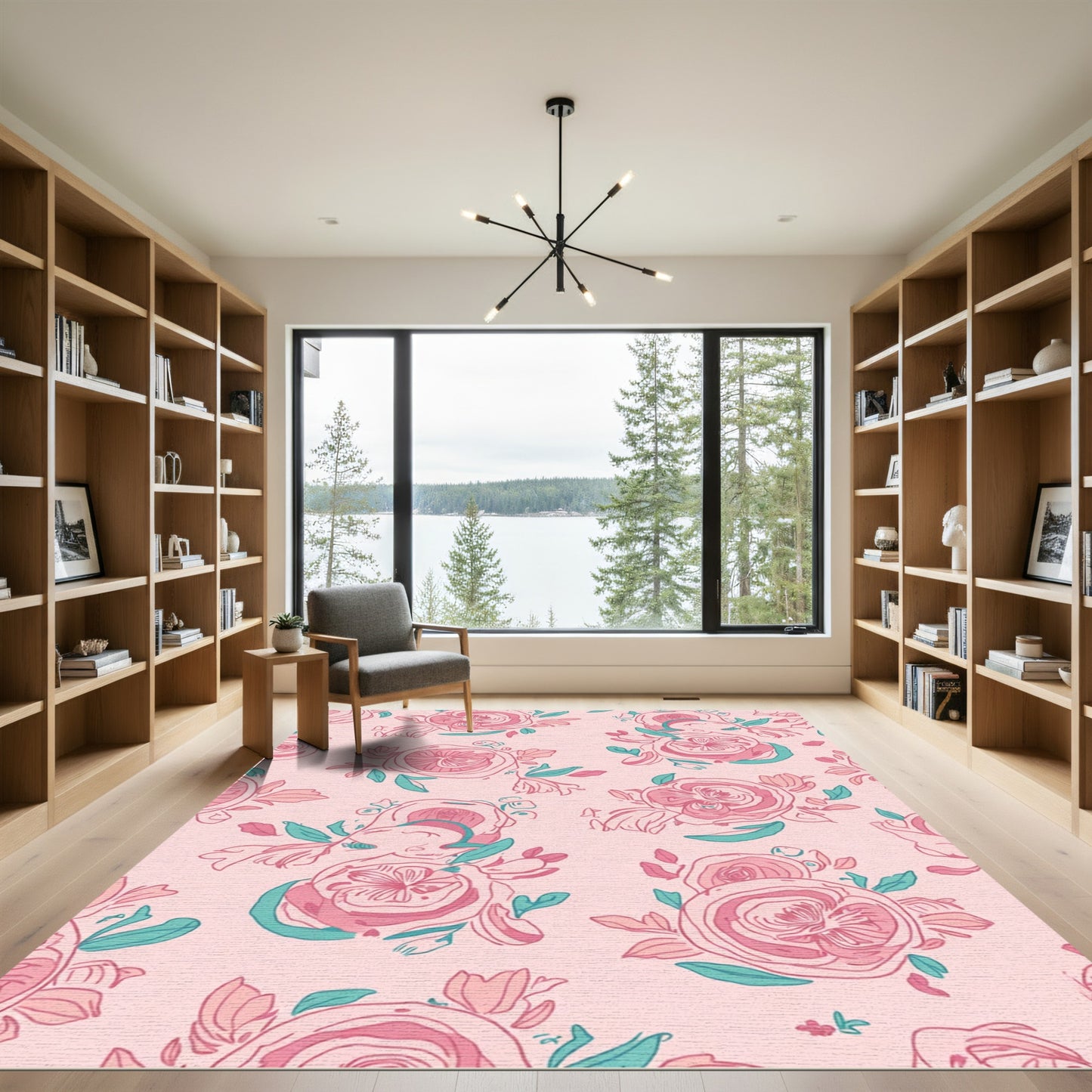 Delicate Pink Floral Scatter Rug