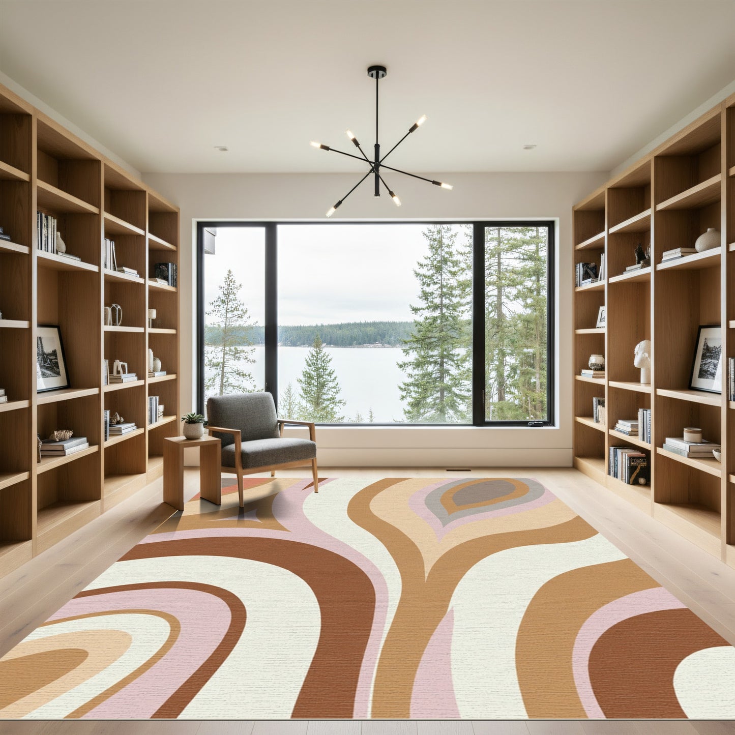 Retro Earthy Swirl Serene Waves Rug