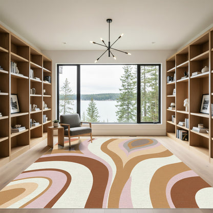 Retro Earthy Swirl Serene Waves Rug
