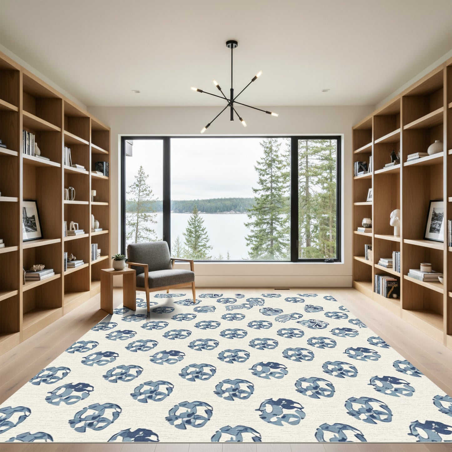 Blue Orb Repeating Abstract Rug