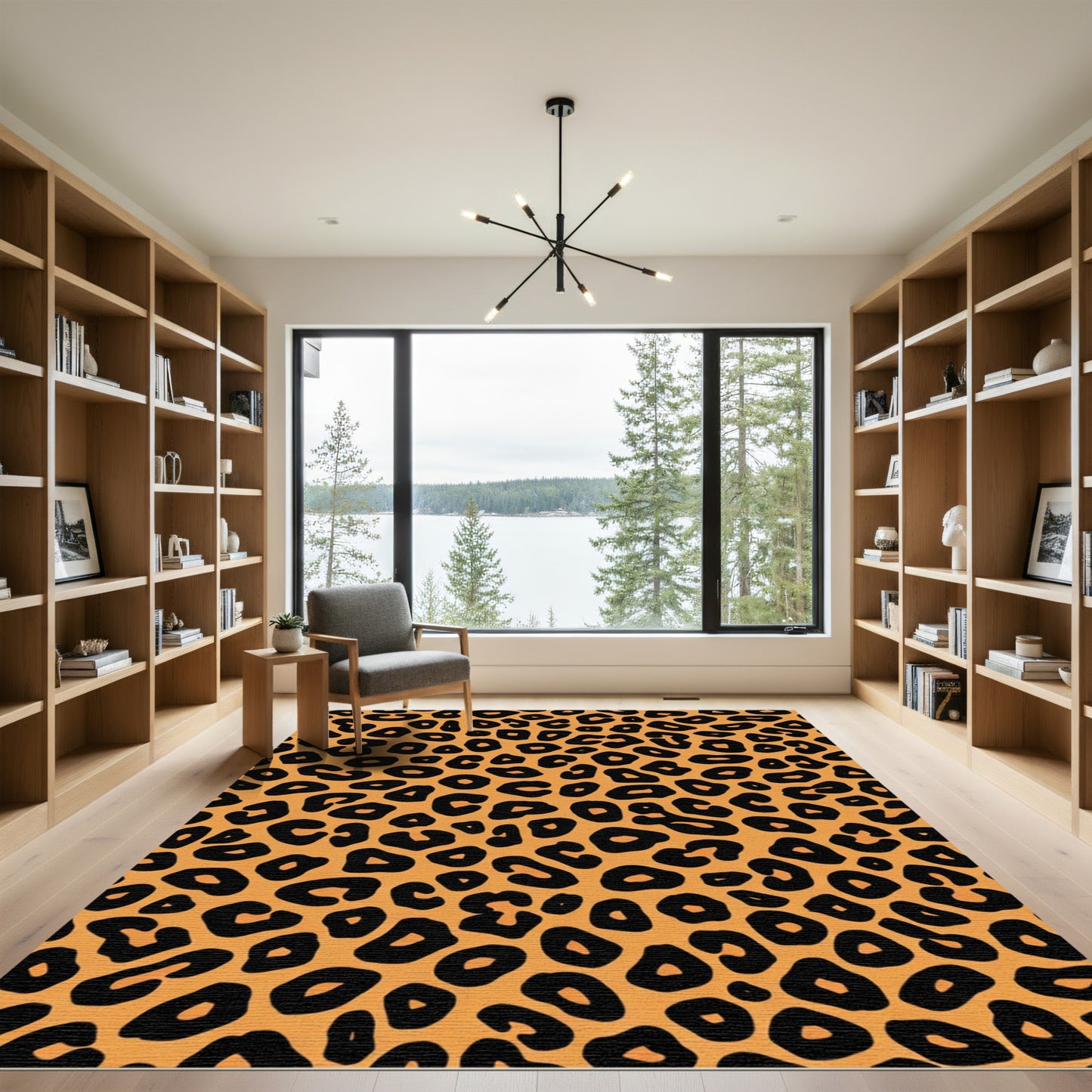 Bold Leopard Spots Orange Black Rug
