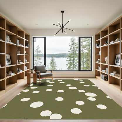 Olive Cream Polka Dot Scatter Rug