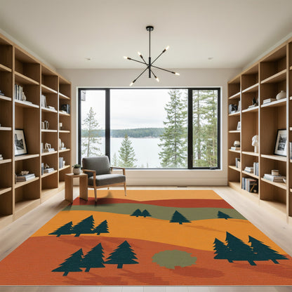 Autumn Trees Landscape Minimalist Art Rug