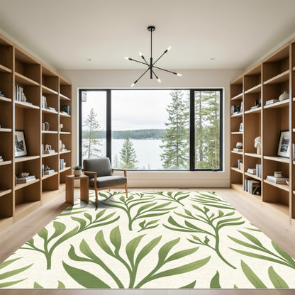 Sage Green Botanical Stems Rug