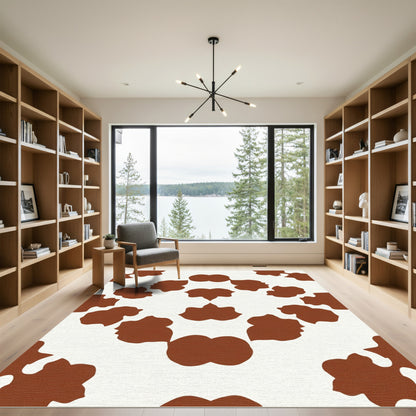 Brown and White Irregular Spots Rug