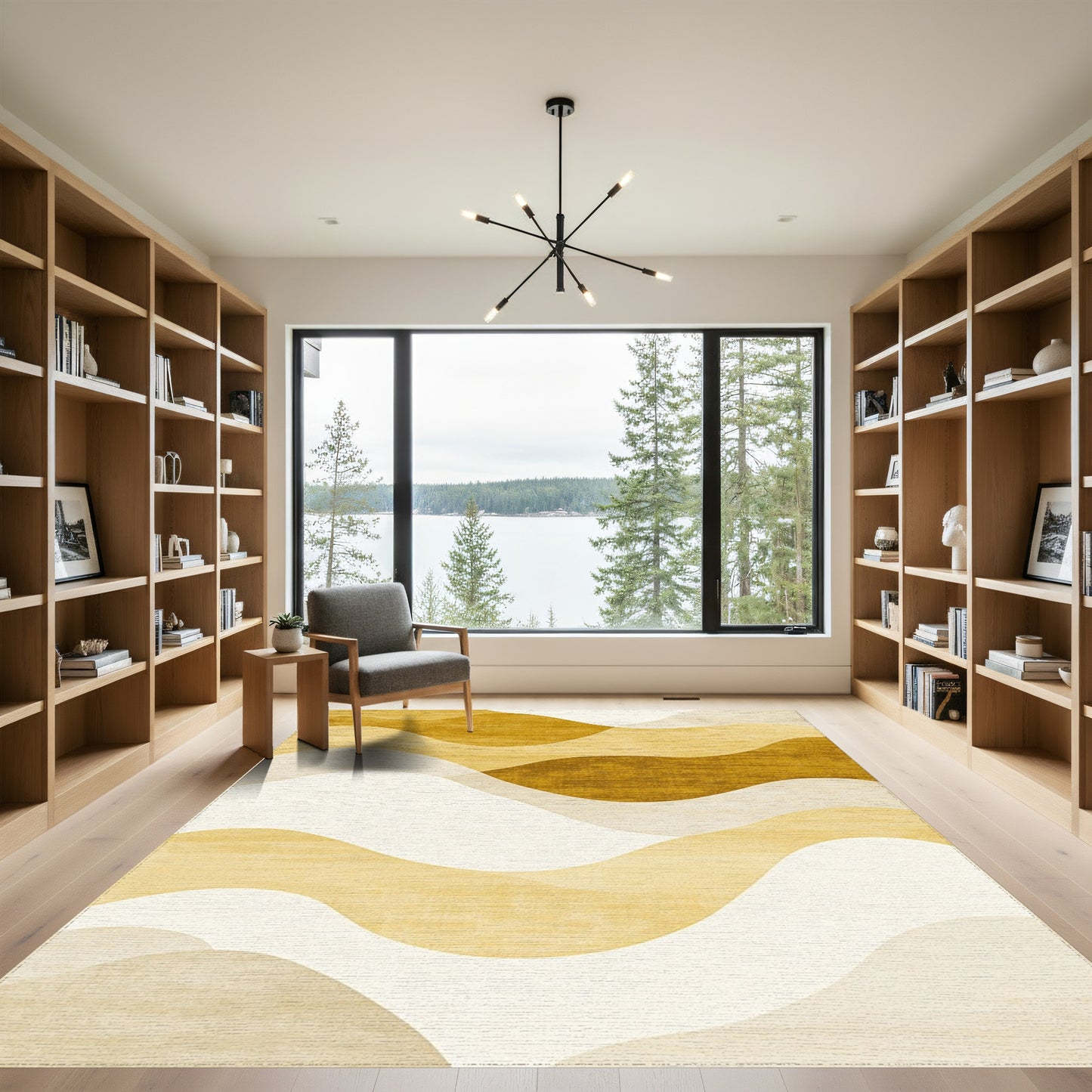 Golden Beige Wavy Layers Rug