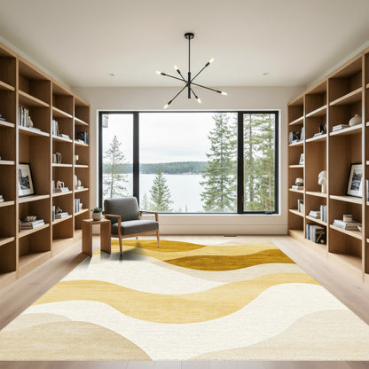 Golden Beige Wavy Layers Rug