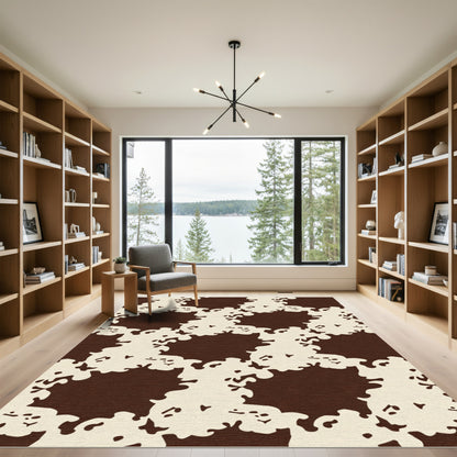 Brown Cream Organic Abstract Shapes Rug