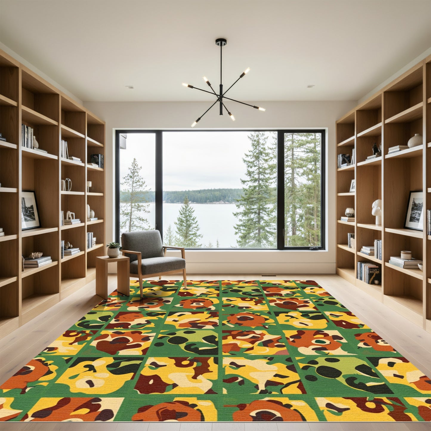 Abstract Camo Square Collage Rug
